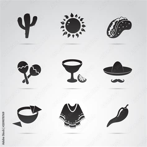 Mexican Icon Set Symbols Of Mexico Vector Art Stock Vektorgrafik