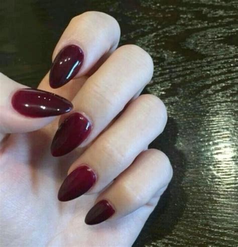 Dark Red Almond Shape Nails Stylish Nails Gel Nails Wine Nails