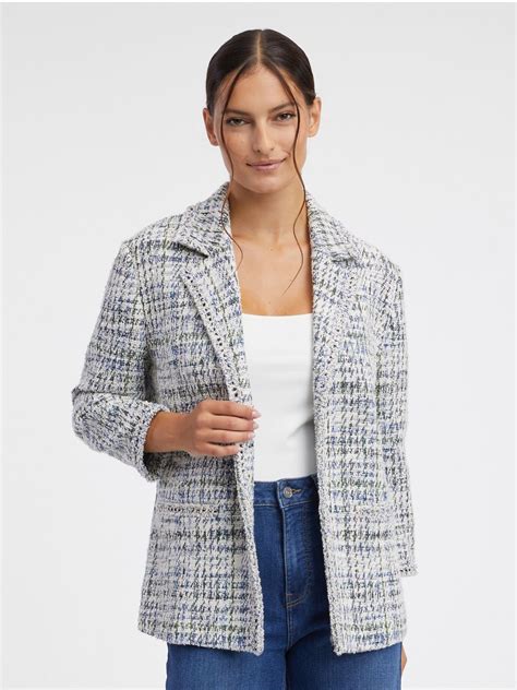 Blaue Und Cremefarbene Damen Tweedjacke ORSAY Orsay At Der