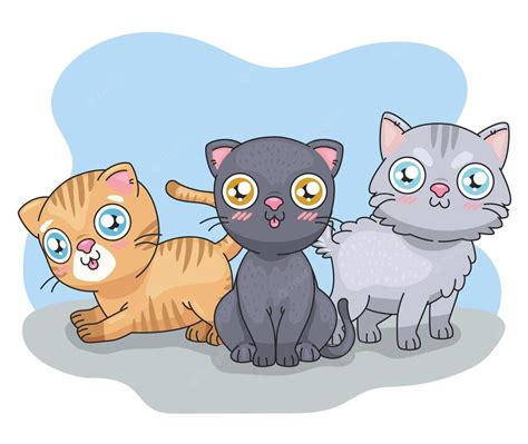 Premium Vector | Three cats cartoons