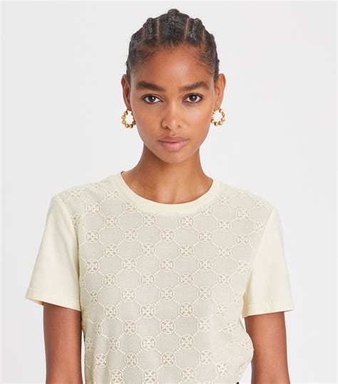 Logo Lace T Shirt Women S Designer Tops Tory Burch