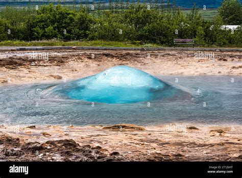 Geological Phenomenon Of Strokkur Geyser Eruption Natural Hot Spring