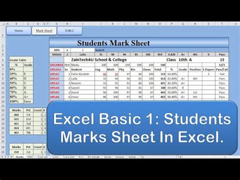 Excel Basics 1 How To Create Marksheet In Excel Student Marksheet