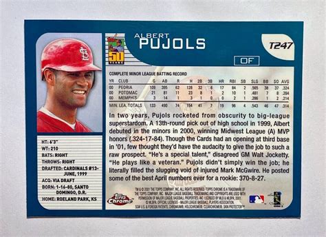 Albert Pujols 2001 Topps Chrome Traded Rookie RC T247 CARDINALS EBay