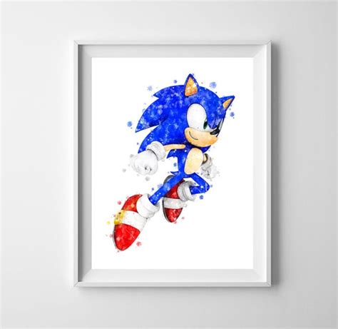 Sonic Art Print Sonic The Hedgehog Aquarelle Imprimable Sonic Etsy France