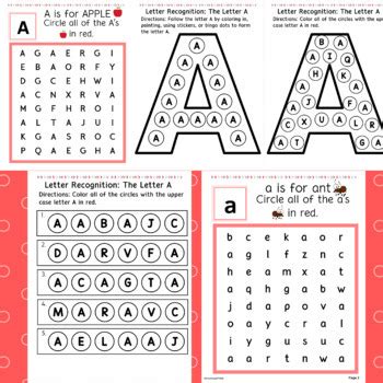 Letter Recognition Visual Scanning Packet THE LETTER A By Creatively OT