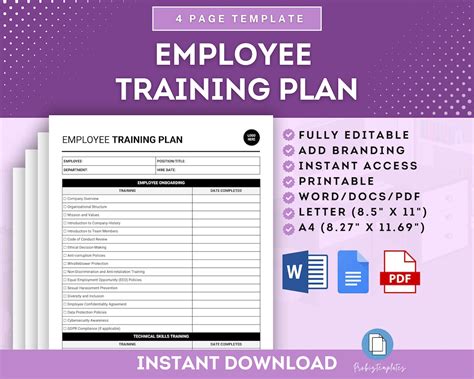 Employee Training Plan Template, New Hire Training Plan, Employee ...