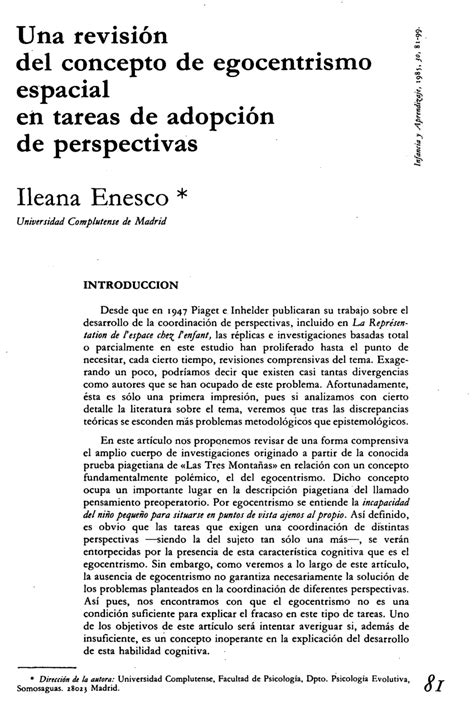 Pdf Una Revisión Del Concepto De Egocentrismo Espacial En Tareas De Adopción De Perspectivas