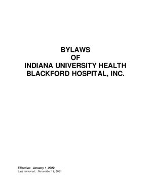 Fillable Online Bylaws Of Indiana University Health Blackford Hospital