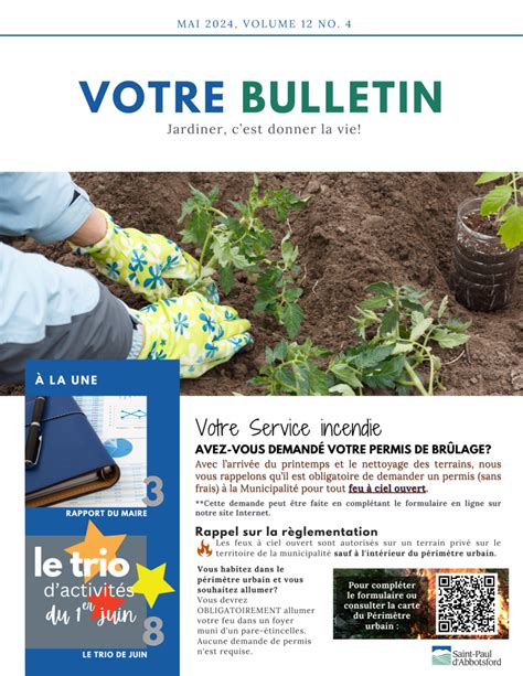 Votre BULLETIN du mois de MAI 2024 est arrivé Municipalité de Saint