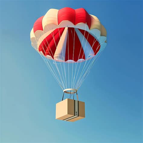 A Parachute Holding A Delivery Cardboard Box Is Flying Delivery Service