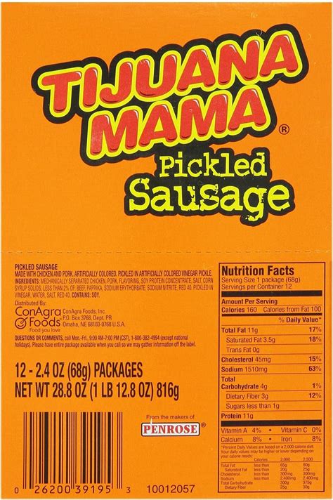 Amazon Hannah S Red Hot Pickled Sausage 20ct Box Grocery