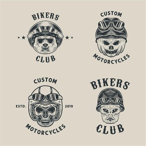 Set Custom Motorfiets Emblemen Vintage Premium Vector