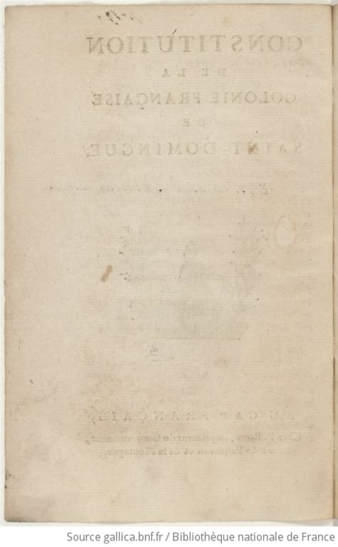 Constitution de la colonie française de Saint Domingue Gallica