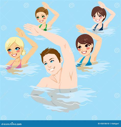 Aqua Gym Hands Up Group Illustration De Vecteur Illustration Du Petit