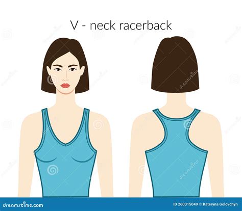 V Neckline Racerback Clothes Character Beautiful Lady In Blue Top