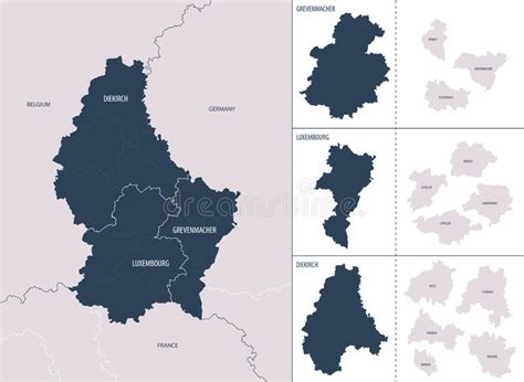 Mapa Detalhado De Cores Do Vetor Do Luxemburgo As Divisões