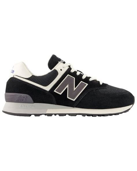 New Balance Suede 574 Running Shoes In Black White Black For Men Lyst