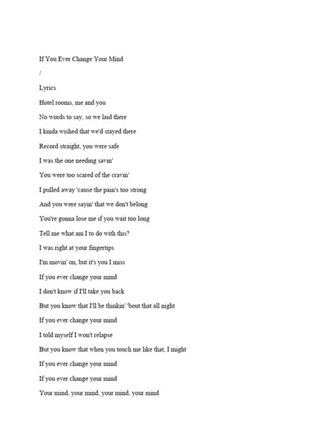 If You Ever Change Your Mind | PDF