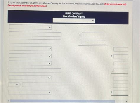 Prepare The December 31 2025 Stockholders Equity Chegg