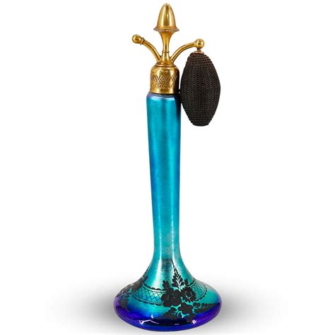 Antique Steuben Glass Blue Aurene Perfume Atomizer Auction