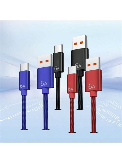 66w Flash Charge 6a Super Fast Charge Usb Type C Braided Data Cable