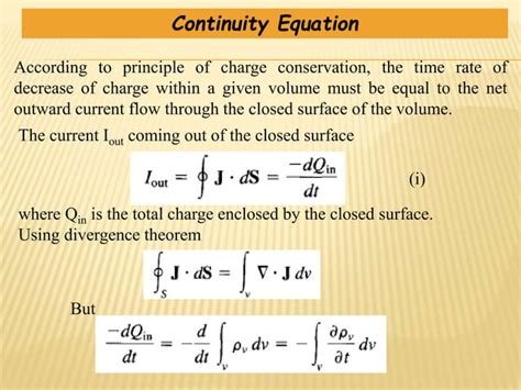 Continuity Equation And Relaxation Time Ppt