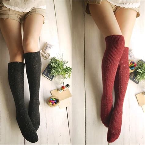 Winter Long Knee Thick Wool Socks Women S Cotton Thigh High Sexy Socks Winter Boot Socks