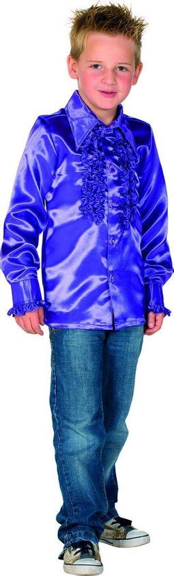 Wilbers Jaren 80 90 Kostuum Purper Paarse Disco Ruches Blouse