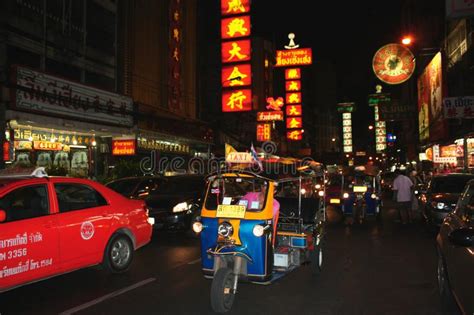 Chinatown Bangkok Night Traffic On The Main Street Yaowarat Road