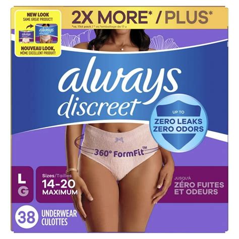 Discreet Incontinence Underwear Maximum Absorbency Large 17 Units Always Incontinence