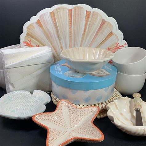 LOT 155R Boston Warehouse Seafare Shaped Plates Acrylic Napkin Holder