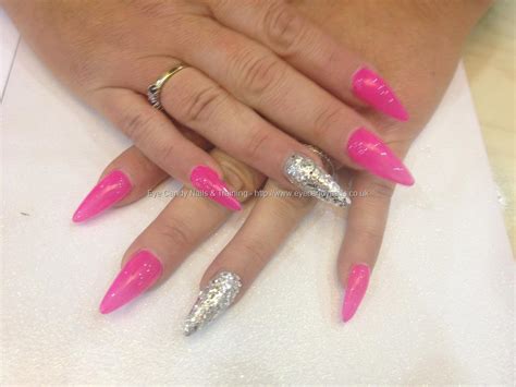 Eye Candy Nails And Training Stiletto Nails With Pink Gel Polish And