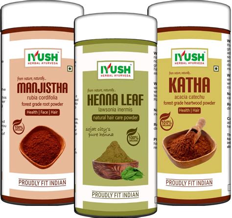 IYUSH Herbal Ayurveda Manjistha Powder With Katha Powder For Hair And