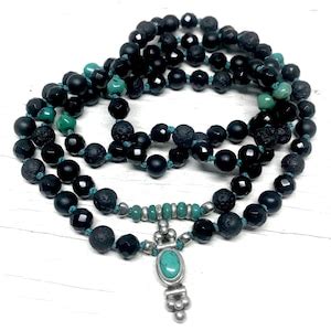 Ground And Protect Mala Beads Black Tourmaline Onyx Turquoise