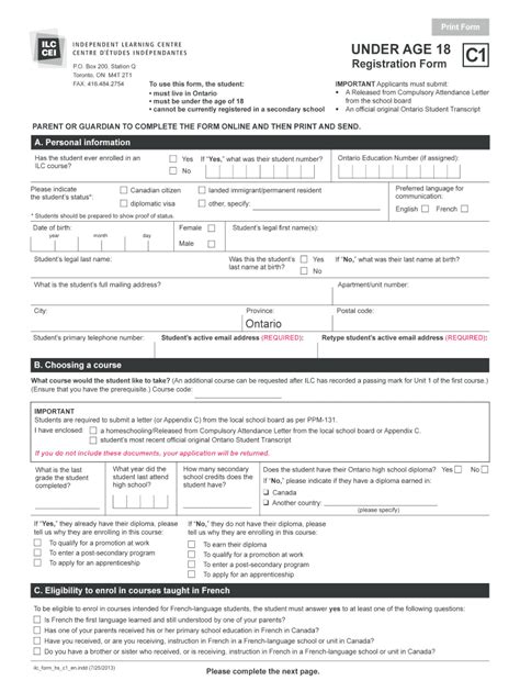 Fillable Online ILC Secondary Program For Students Under The Age Of 18