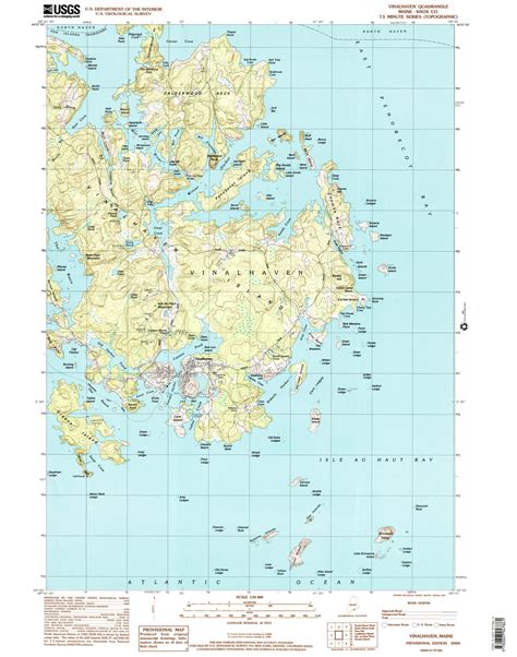 Vinalhaven Maine 2000 2001 Usgs Old Topo Map Reprint 7x7 Me Quad