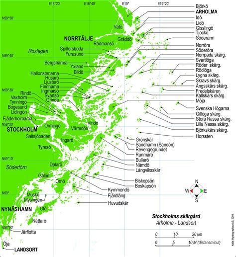 Stockholm islands map - Map of Stockholm islands (Södermanland and Uppland - Sweden)