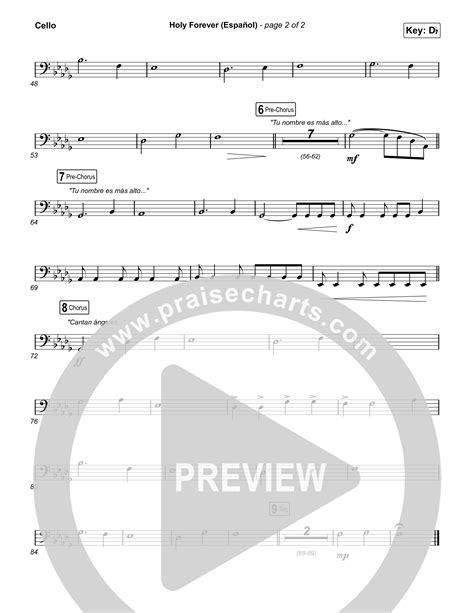 Holy Forever Español Cello Sheet Music PDF Chris Tomlin Miel San