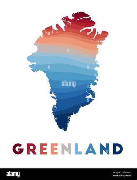 Greenland Map Map Of The Country With Beautiful Geometric Waves In Red