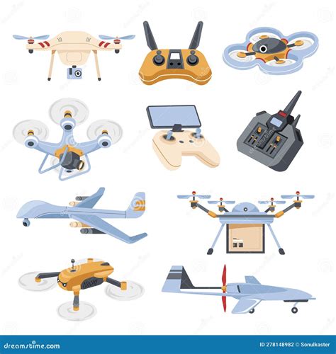 Drones And Automated Aircrafts Or UAV Types Vector Stock Vector