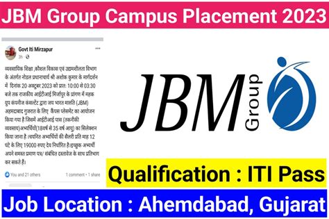 Jbm Group Campus Placement Iti Jobs