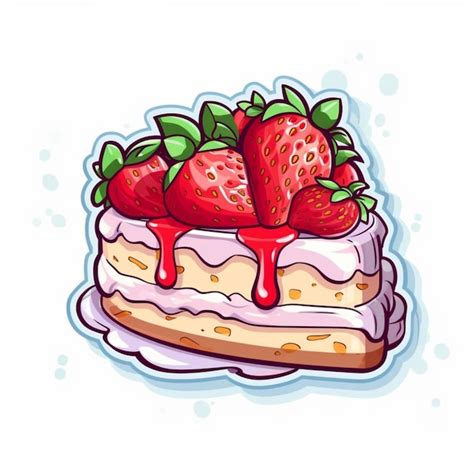 Ilustraci N De Dibujos Animados De Un Pedazo De Pastel Con Fresas En La