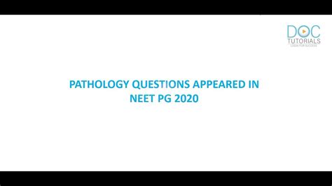 Pathology Questions Appeared In NEET PG 2020 YouTube