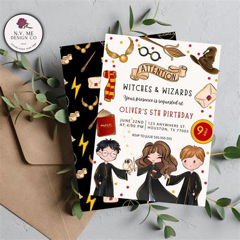 EDITABLE Harry Potter Birthday Party Invitation Template Witches