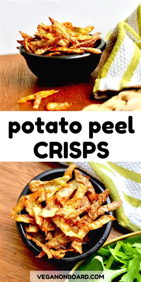 Two Pictures With The Words Potato Peel Crisps In Front Of Them And An