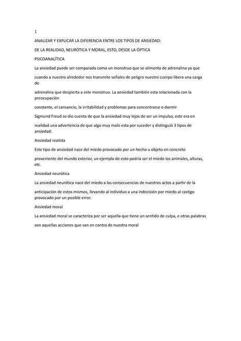 tipos de ansiedad investigacion  analizar  explicar la diferencia