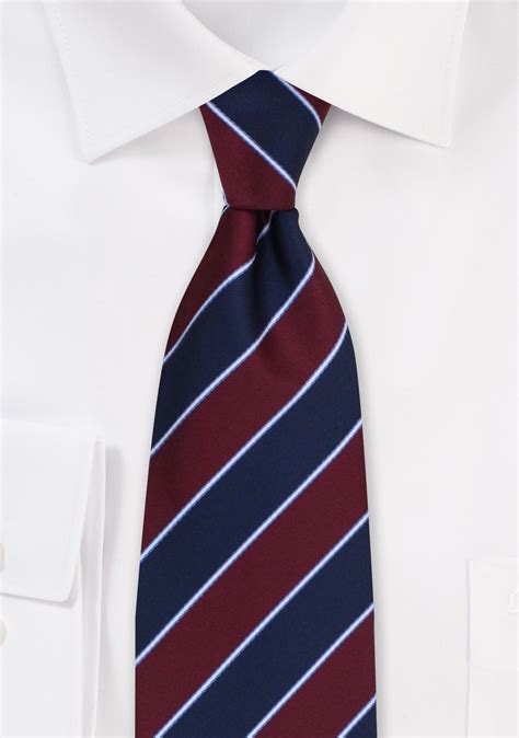 Classic Striped Tie In Navy Blue And Deep Burgundy Cheap Neckties