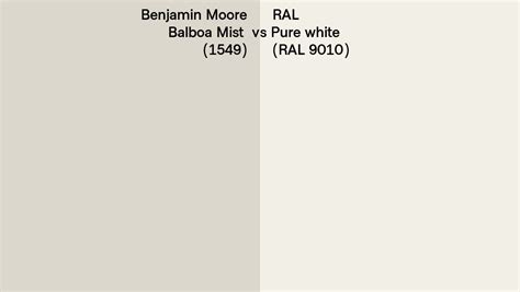 Benjamin Moore Balboa Mist 1549 Vs RAL Pure White RAL 9010 Side By