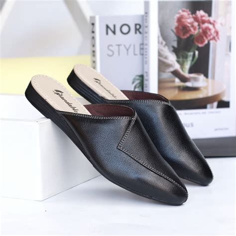 Grandable Sepatu Sandal Sendal Slop Selop Kulit Tutong Bustong